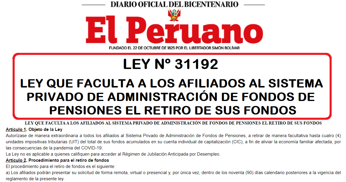 AFILIADOS AL AFP EL RETIRO DE SUS FONDOS
