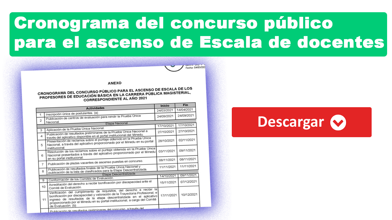 Cronograma del concurso de Ascenso de Escala