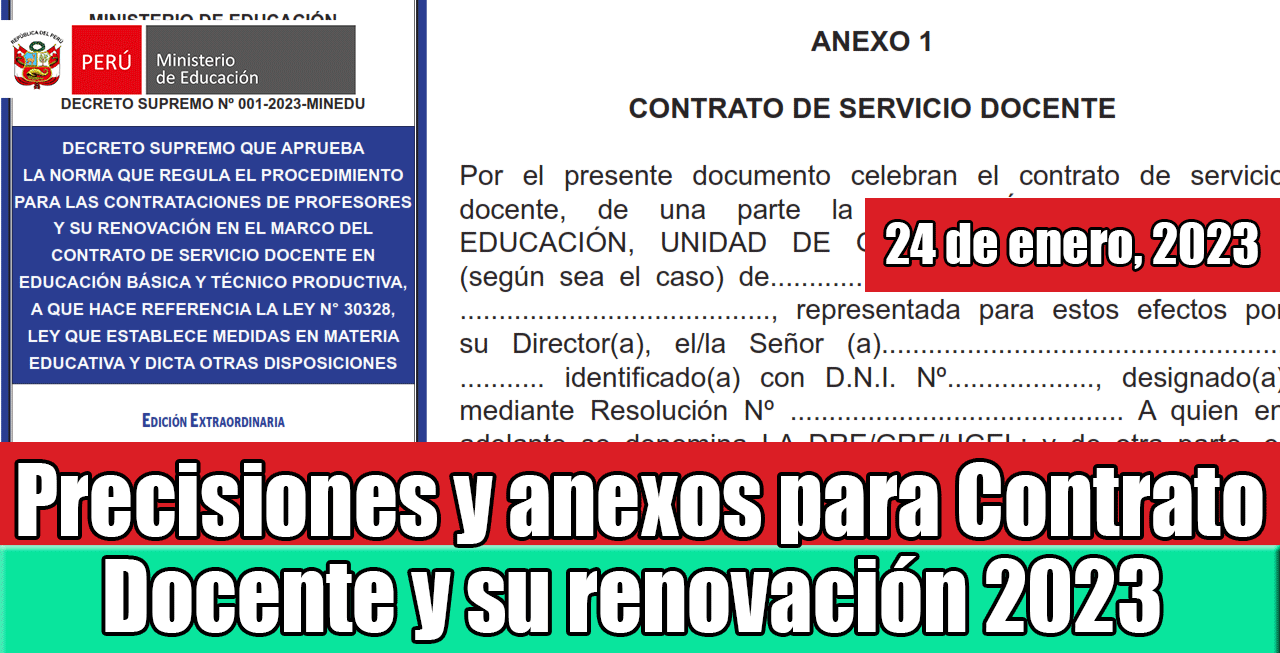 Precisiones y Anexos para Contrato Docente 2023