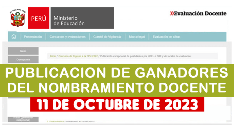 Nombramiento Docente: Publicación de ganadores del Concurso