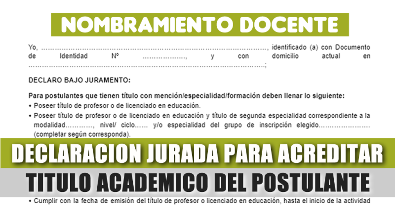 Declaración Jurada para acreditar Título Académico del Postulante