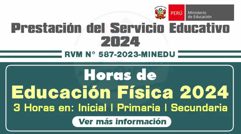 Educación Física: Horas para el año 2024 en Inicial, Primaria y Secundaria