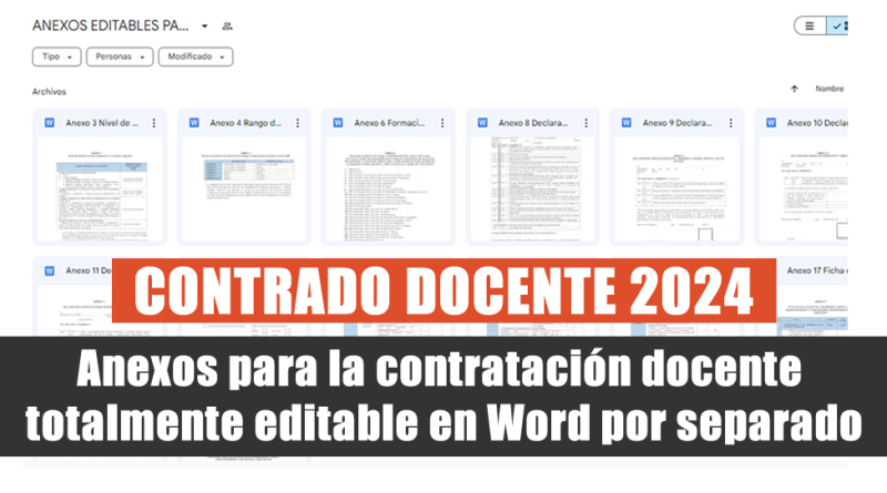 Anexos para la contratación docente en Word