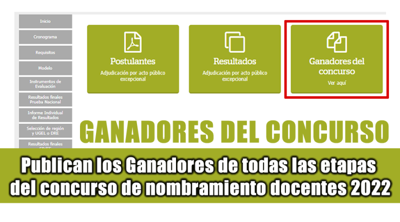 Ganadores Concurso de Nombramiento Docente 2022