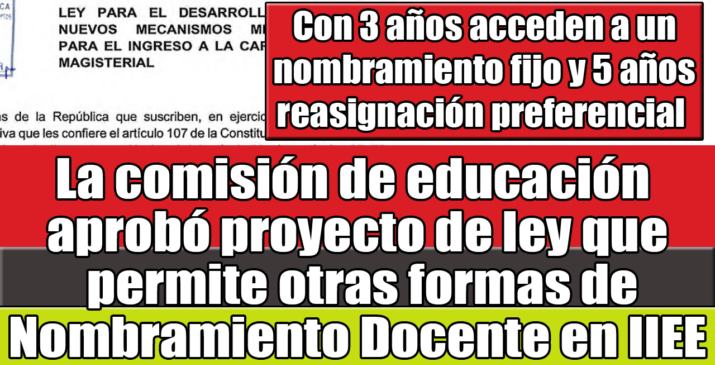 Aprueban proyecto de ley que permite otras formas de nombramiento docente