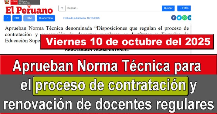 Minedu Aprueba la Norma Técnica que Regula la Contratación