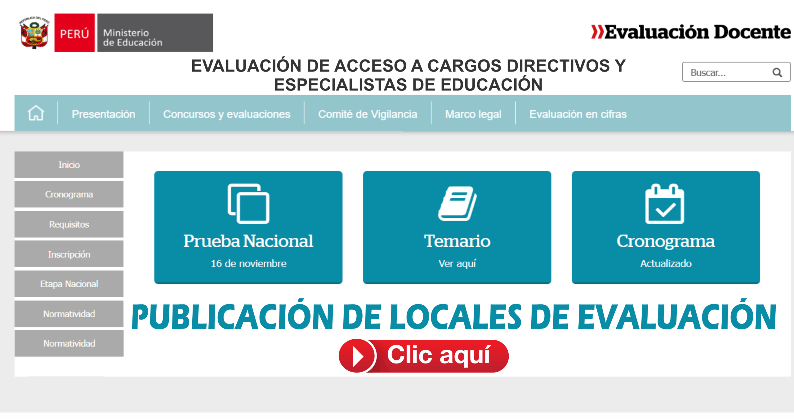 Concurso de Cargos Directivos Consulta AHORA tu Local de Evaluación