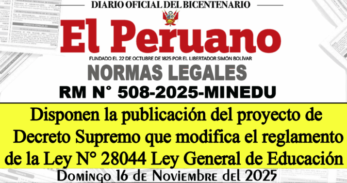Una noticia de máxima trascendencia para el futuro del sistema educativo peruano. El Ministerio de Educación (Minedu) ha dispuesto la publicación del Proyecto de Decreto Supremo que busca modificar aspectos cruciales del Reglamento de la Ley General de Educación (LGE - Ley N° 28044). Este documento sienta las bases de la gestión, la organización y la prestación de servicios en todas las instituciones. Lo más importante: esta publicación marca el inicio del periodo de Consulta Pública, un espacio donde la comunidad educativa (docentes, directivos, padres y especialistas) tiene la oportunidad única de revisar el proyecto y enviar sus comentarios o sugerencias. ¡No te quedes al margen! Revisa los cambios propuestos y participa activamente en la definición del marco legal de la educación.