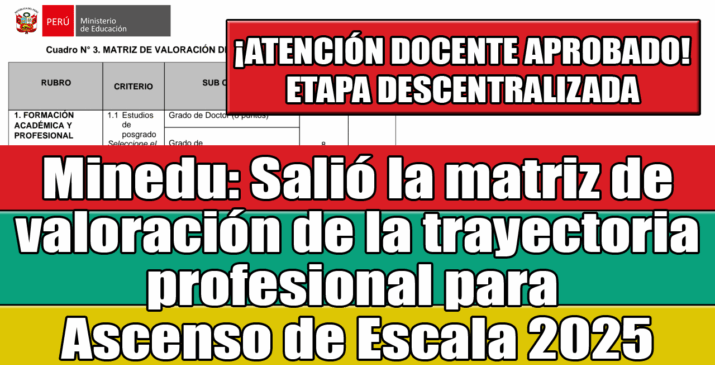 Ascenso de Escala 2025: Matriz de Valoración de la Trayectoria Profesional