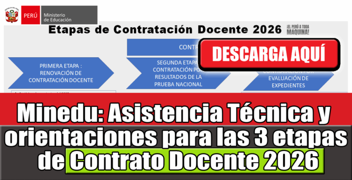 Minedu: Asistencia Técnica y orientaciones para las 3 etapas de Contrato Docente 2026