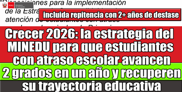 Crecer 2026: la estrategia del MINEDU para que estudiantes con atraso escolar