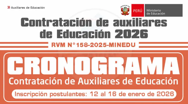 Cronograma de Contratación de Auxiliares de Educación