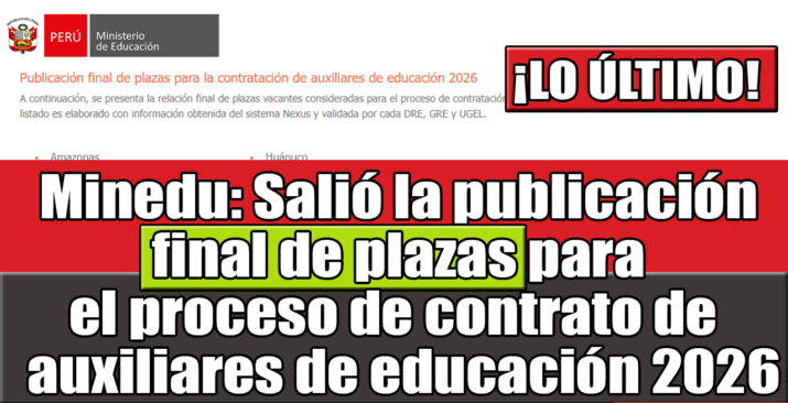 Descarga las Plazas para el Contrato de Auxiliares de Educación 2026