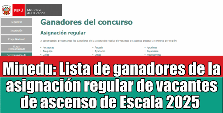 Lista oficial de ganadores del Ascenso de Escala Magisterial 2025