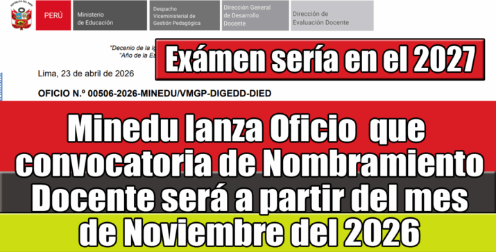 Convocatoria para el Nombramiento Docente 2026 iniciará en Noviembre