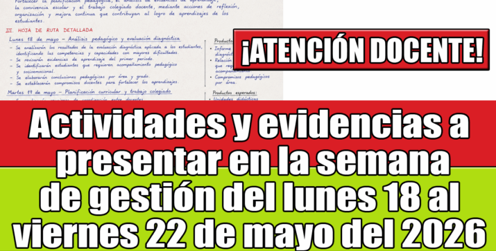 Evidencias a Presentar en la Semana de Gestión 18 al 22 de Mayo
