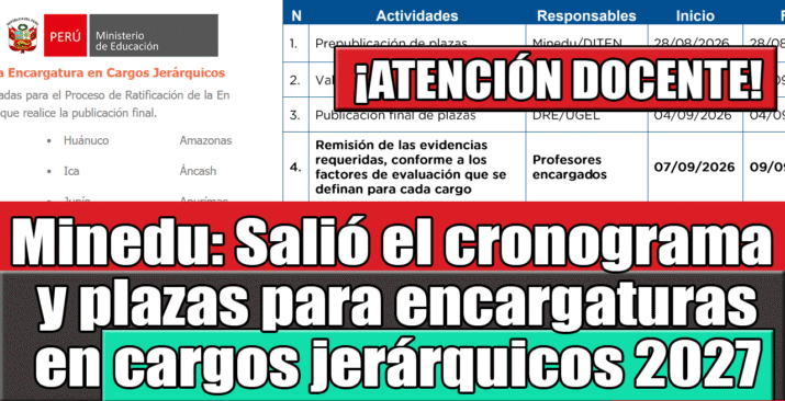 Publicación preliminar de plazas para la Ratificación de la Encargatura en Cargos Jerárquicos 2027